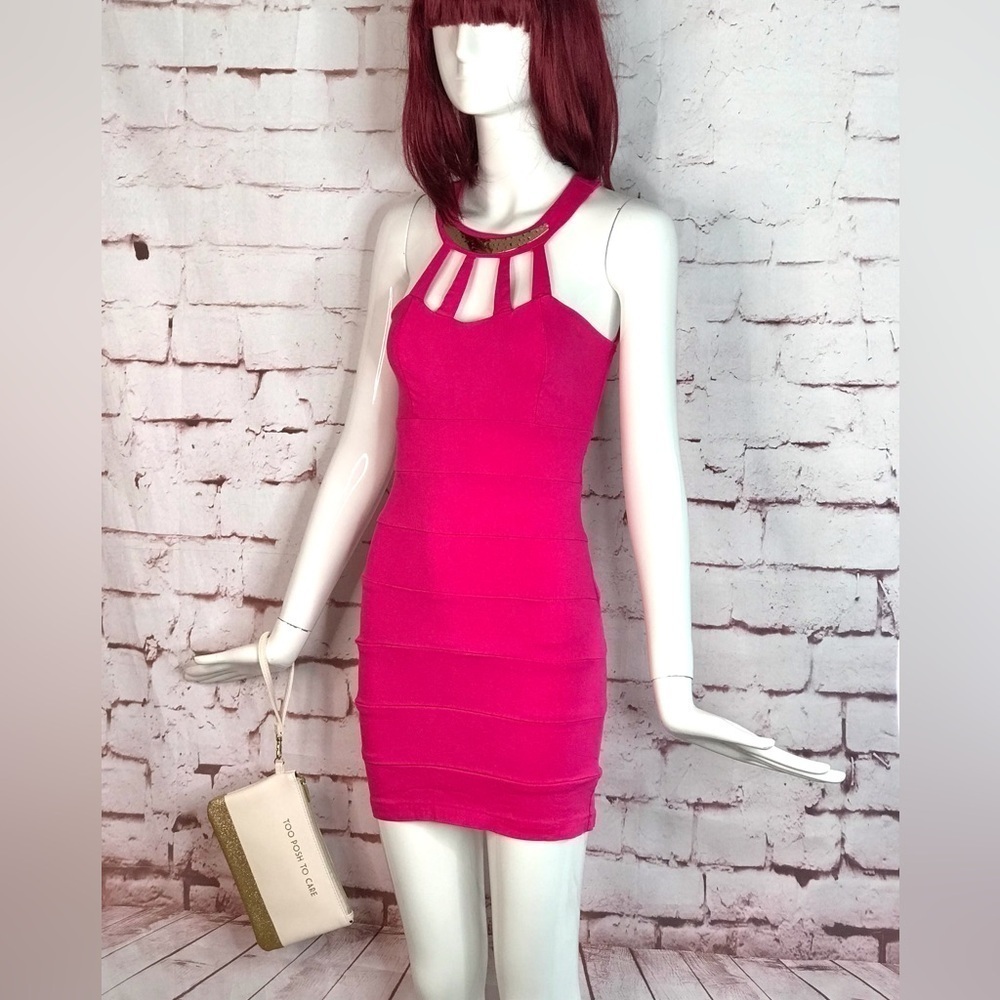 BarbieCore Y2K Hot Pink Bandage Body Con Minidress Size Small - Picture 6 of 15
